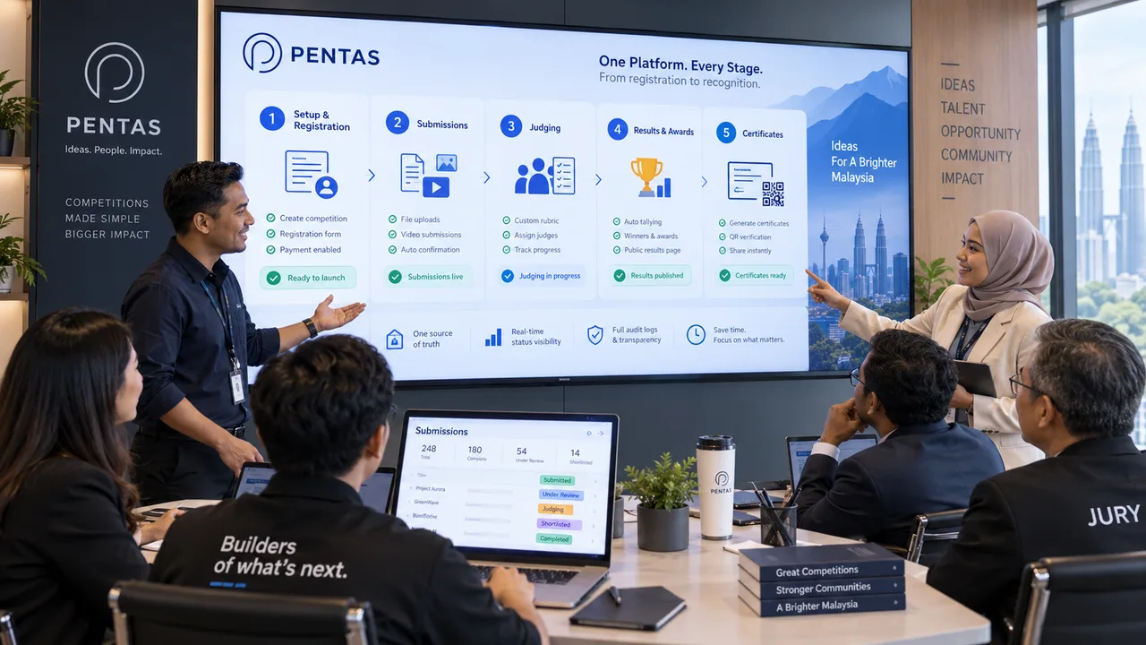 From Registration to Certificates: The PENTAS Competition Lifecycle